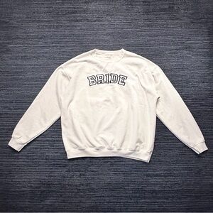 Anthropologie Weddings Bride Size L Oversized Crewneck Pullover Sweatshirt